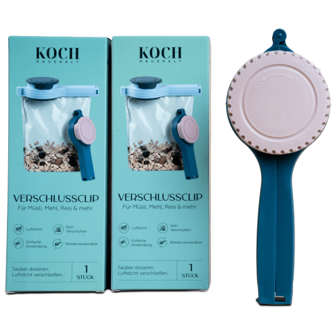 Verschlussclip 2er Set Blau-Rosa – Für Mehl, Reis & Müsli