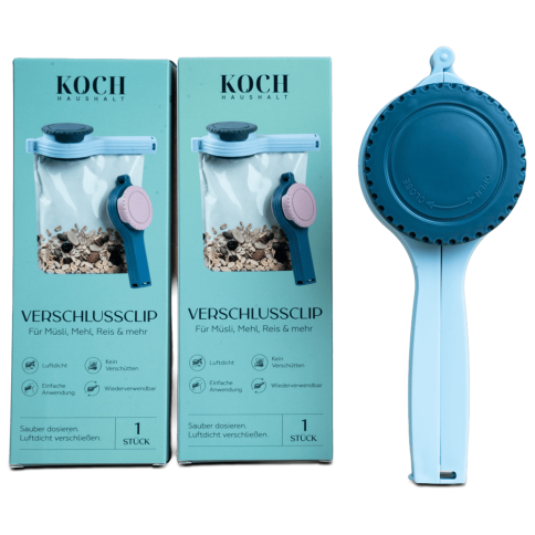 Verschlussclip 2er Set Blau – Für Mehl, Reis & Müsli