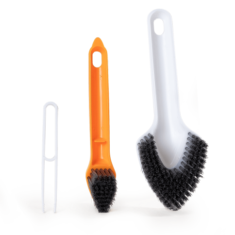 3-in-1 Badbürste Orange – Fliesen, Fugen & Abfluss sauber