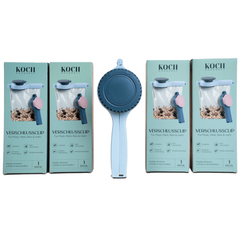 Verschlussclip 4er Set Blau – Für Mehl, Reis, Müsli & mehr