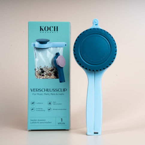 Verschlussclip mit Drehdeckel Blau – Für Mehl, Reis & Müsli